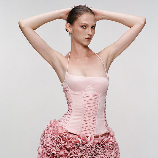 Summer New Lace-up Waist-controlled Lace-up Halterneck Vest For Women