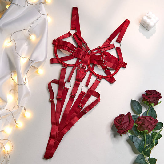 Gathering Minimalist Elastic Jumpsuit Lingerie And Sexy Suspender