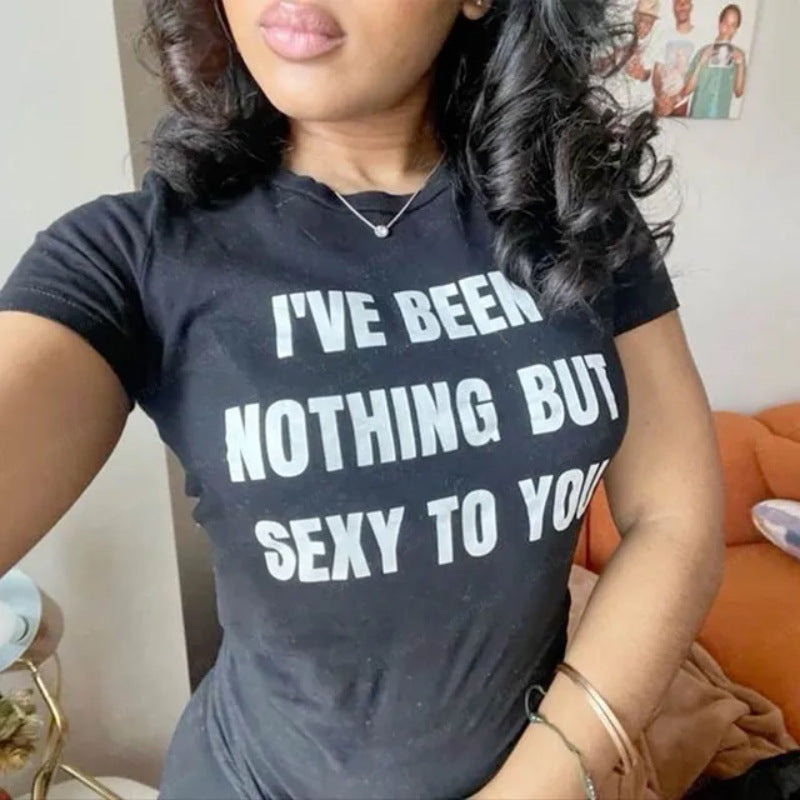 Trykt T-shirt Kpop Kvinder Afslappet Udsat Navle Punk Sexet