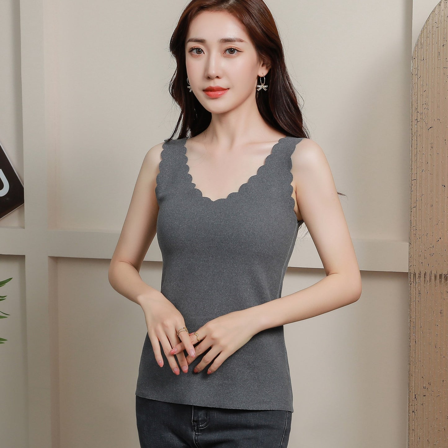 Double Sided Warm Vest Women's Large Seamless Plush Heating Underwear