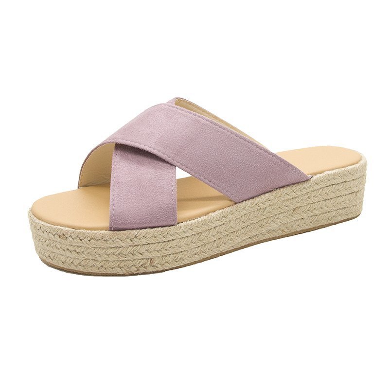 New Style Sandals And Sponge Cake Thick-Soled Hemp Rope Light-Soled Cross Slippers Women