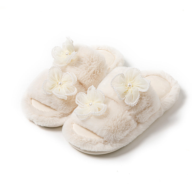 Women's Flower Parallel Bars Cotton Slippers Indoor