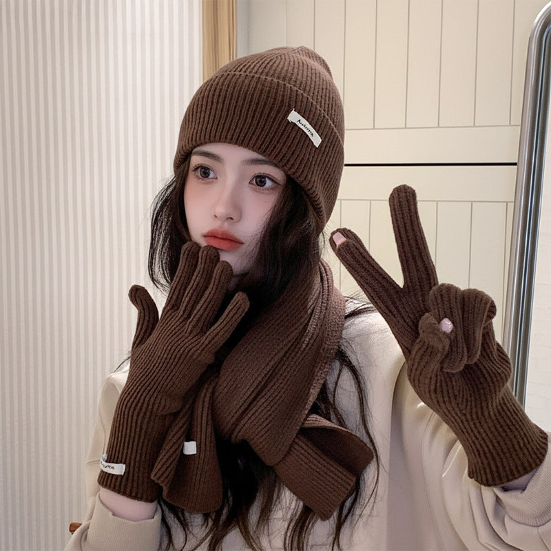 Winter 3-piece Set In Solid Color With Extra Padding For Warmth