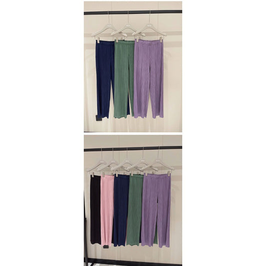 Women's Solid Color Casual Pleated Slim-fit Wide-leg Pants