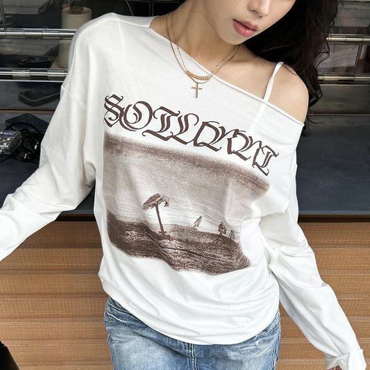 Womens Fashion T-shirt With A Trendy Hip-hop Print