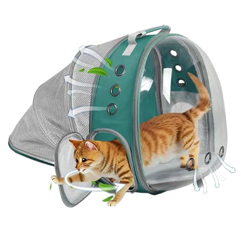 Rear Expandable Transparent Mesh Pet Backpack
