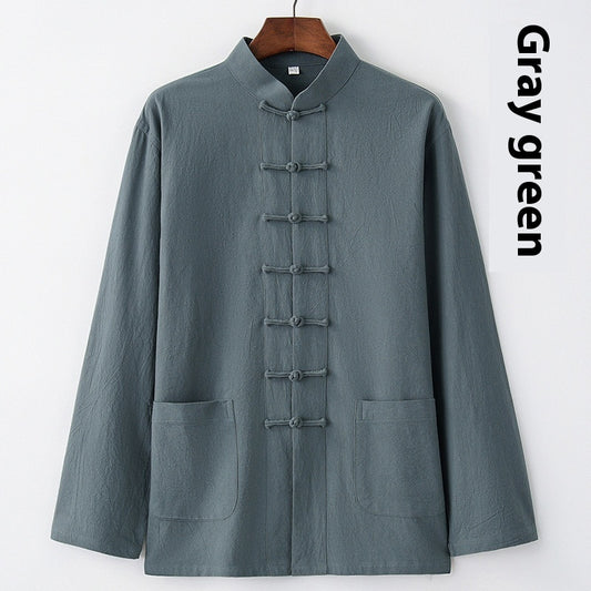 Cotton And Linen Top Chinese Style Clothing Retro Collar Buckle