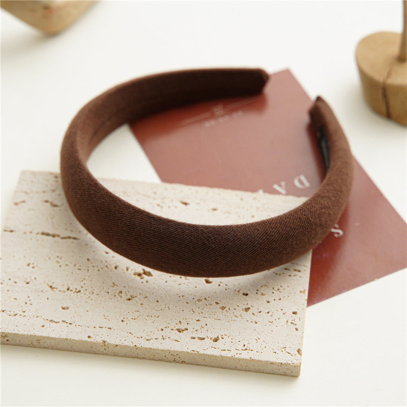 Milk Tea Color Headband Female Autumn And Winter Simplicity Wide Brim