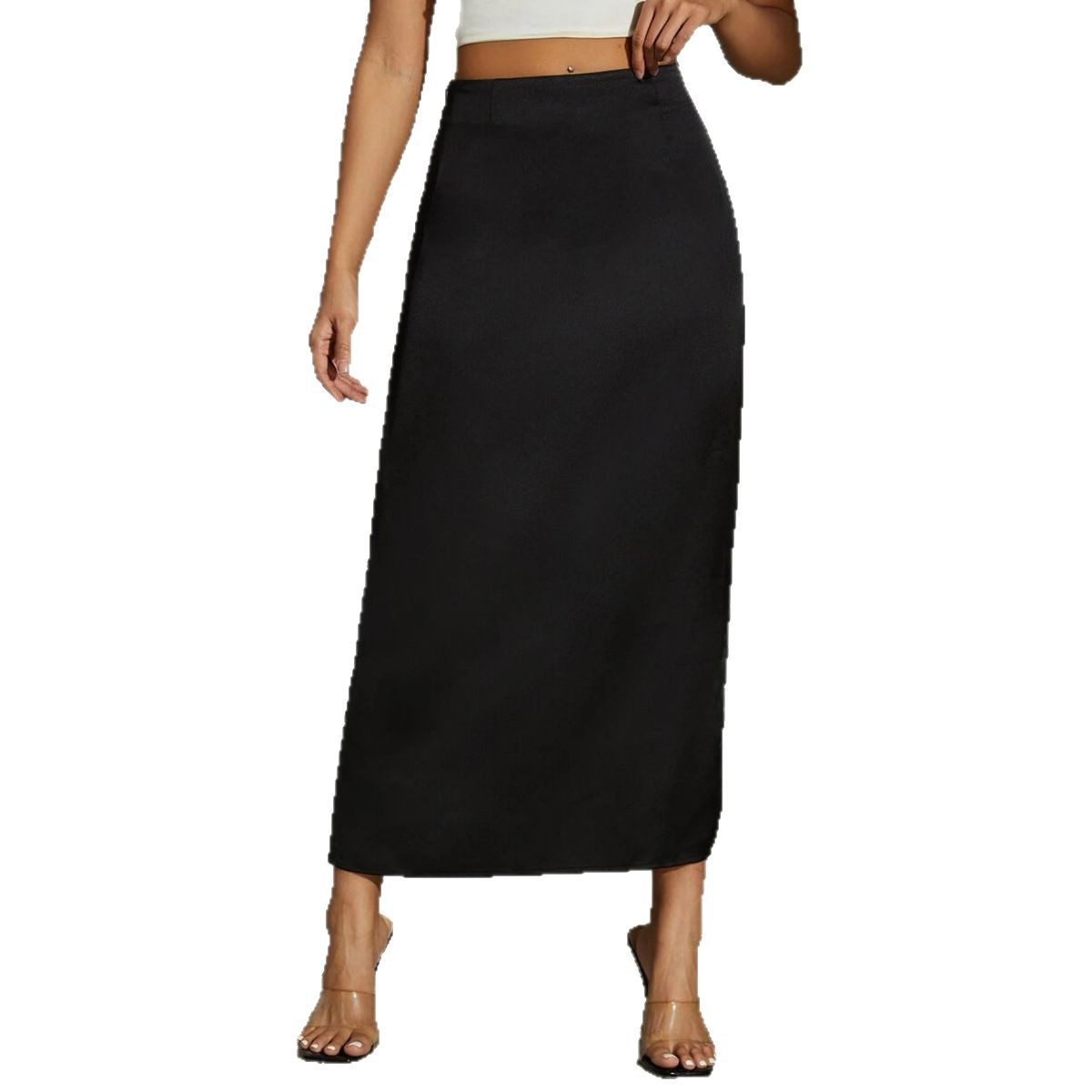 Split Satin Skirt Summer New Versatile Color