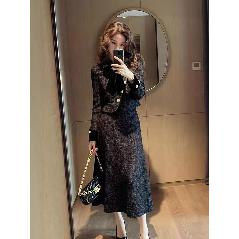 French-style Commuter Outfit Blazer And Skirt Two-piece Set