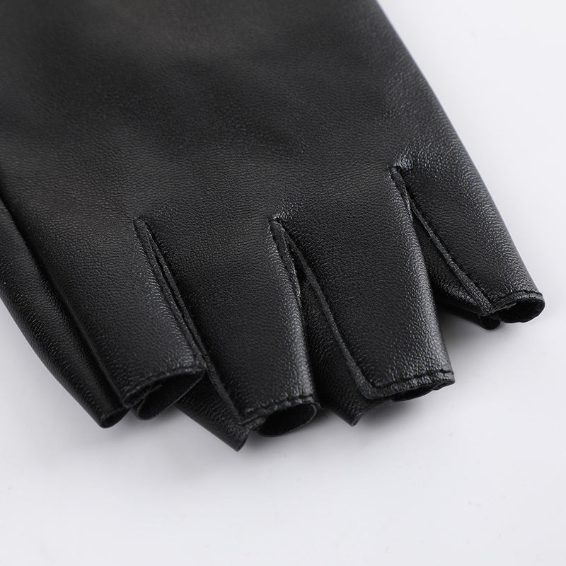 PU Læder Steampunk Stil Halvfingerhandsker til Kvinder Kreativ Gotisk Fest Cosplay