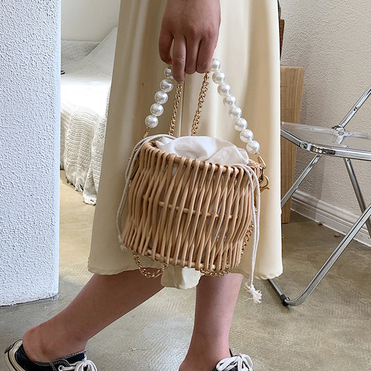 New Style Western Fashion Messenger Handbag All-match Pearl Chain Shoulder Bag