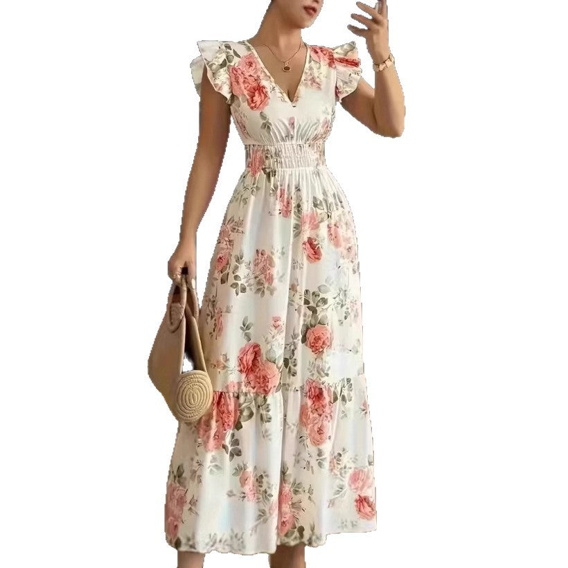 European And American-style Printed Sleeveless Dress
