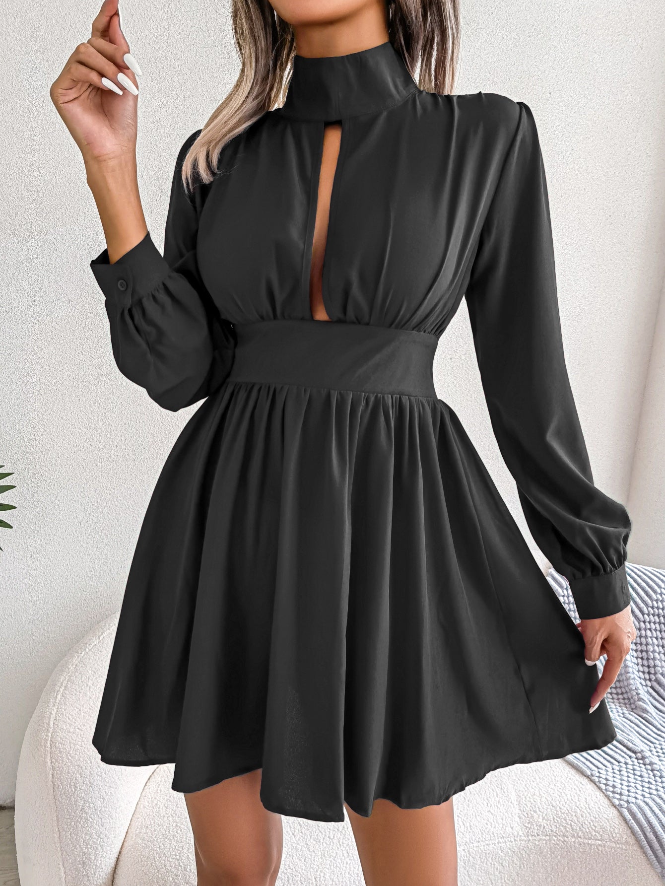 Women Sexy Cutout Tie Waist Flowy Dress