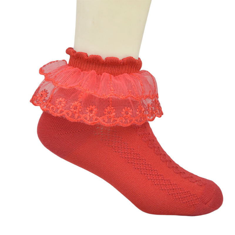 Children's Lace White Latin Dance Socks