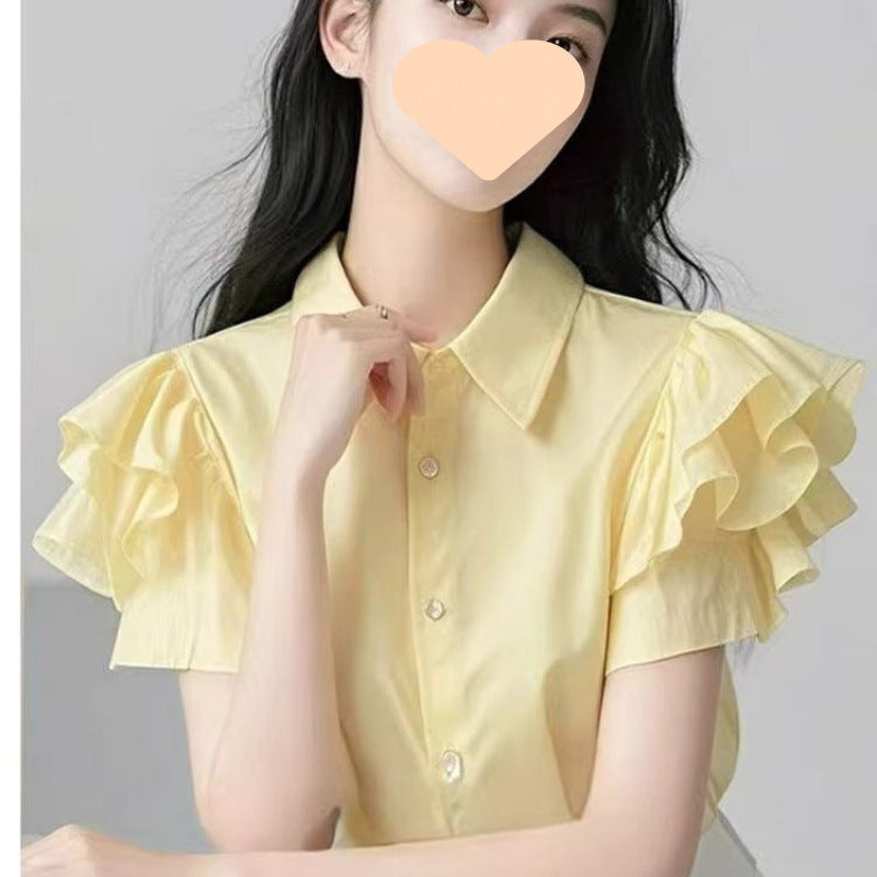 Lotus-Leaf Sleeve Shirt For Women Niche Summer Design