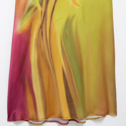 European And American Style Women's Printed Sleeveless Halter Sexy Loose Long Dress