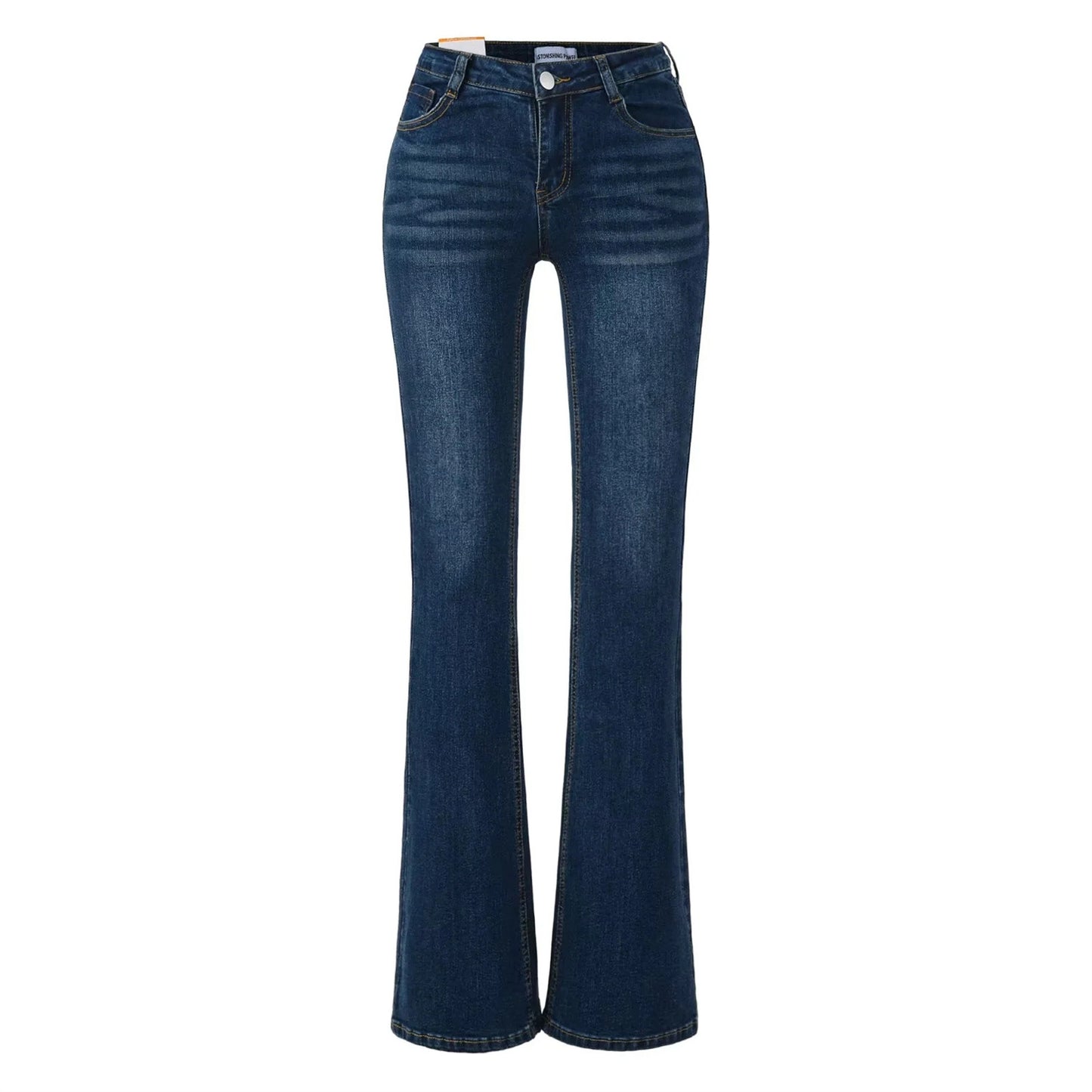 Slim-fit Washed Denim Jeans With Built-in Hip-padding To Elongate The Legs