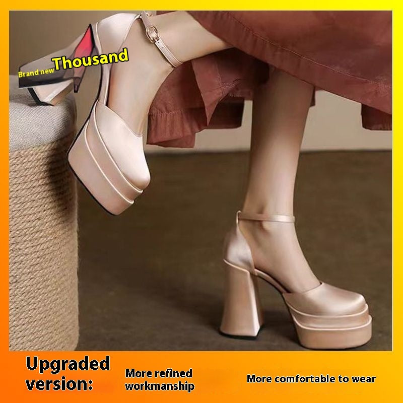 Small Chunky Heel Waterproof Platform High Heels