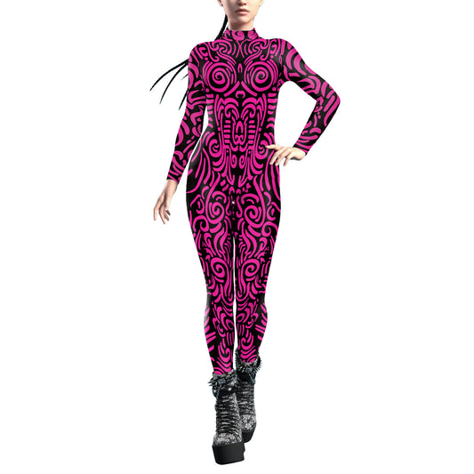 Women's Geometric Digital Printing One-piece Breathable Tights One-piece Suit