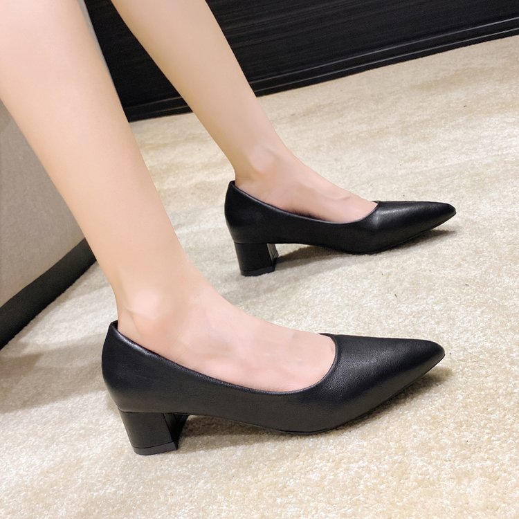 Round Head Thick Bottom Casual Women's Low-cut High Heels