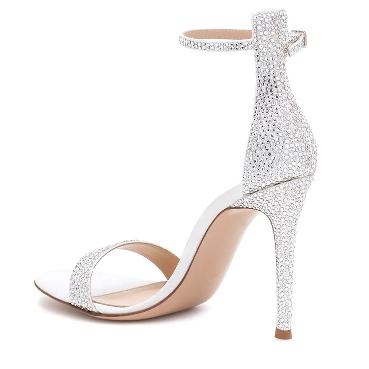 Women's Stiletto High Heel Sandals With Rhinestones