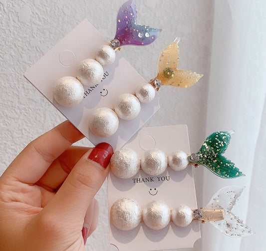 Mermaid Princess Super Fairy Tail Pearl Hairpin Rhinestone Bangles