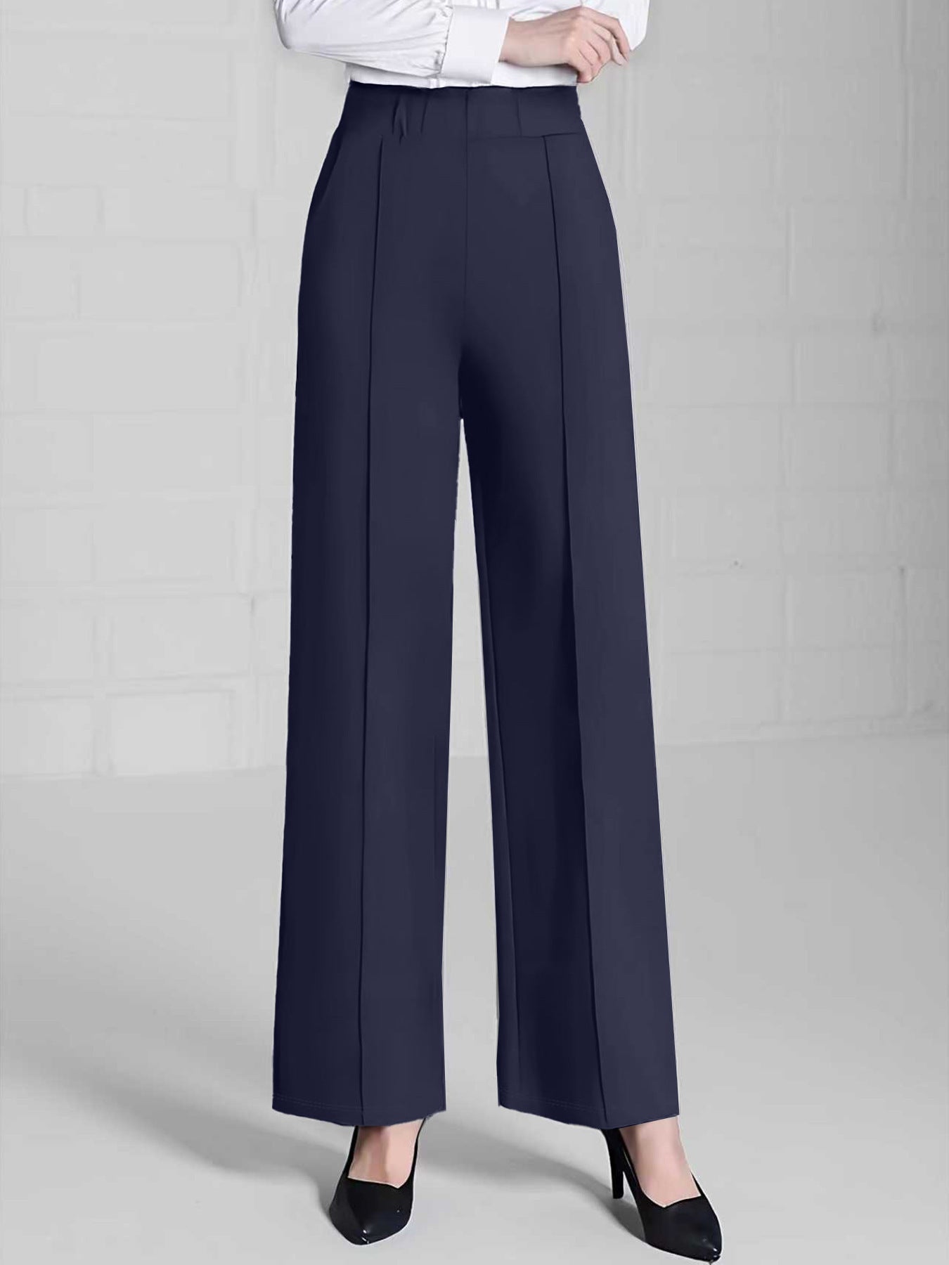 Women's Autumn And Winter Solid Color Wide Leg High Waist Loose And Slimming Casual Pants