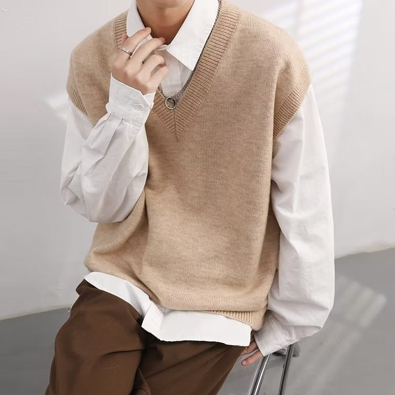 Men's V-neck Fashionable Jacket Sweater Vest Wool