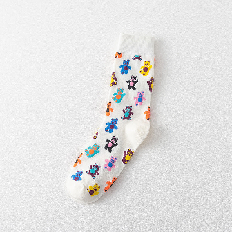 Personality Cartoon Bear Fashion Socks Girl Style Ice Cream