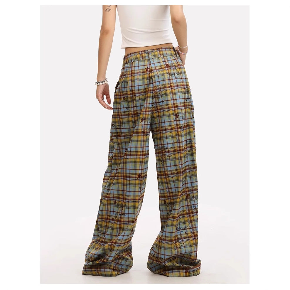 American Retro Contrast Color Striped Graffiti Wide-leg Casual Pants