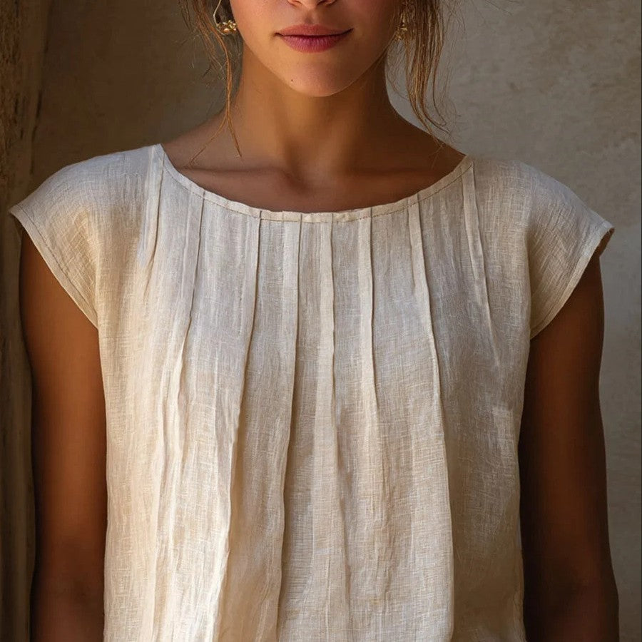 European-style Fashionable Round-neck Ruffle-sleeve Shirt