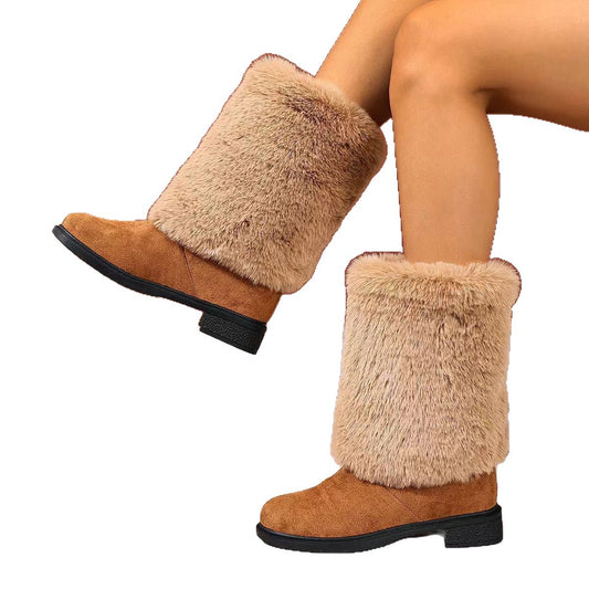 Womens Chunky Heeled Snow Boots