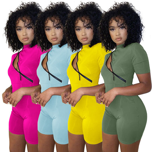 Stitching Contrast Skinny Casual Jumpsuit
