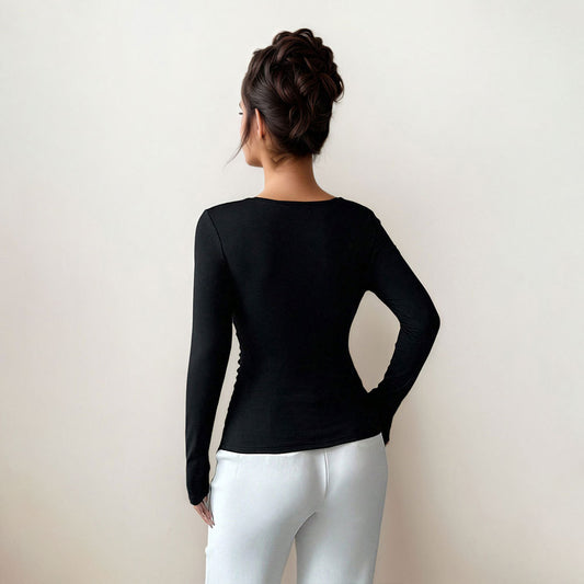 Oblique Collar Pleated Women's Stylish Slim New Slimming Spring And Autumn Base Shirt