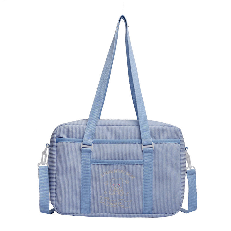 New Bear Embroidered One Shoulder Large Capacity Jk Uniform Bag