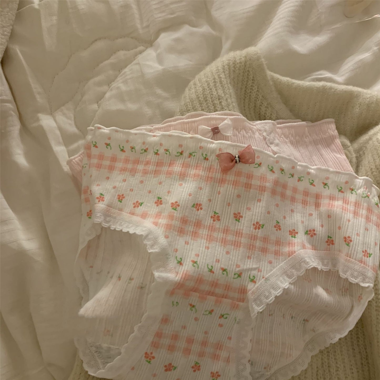Girlish Style Small Floral Pure Cotton Underwear Girl Sweet
