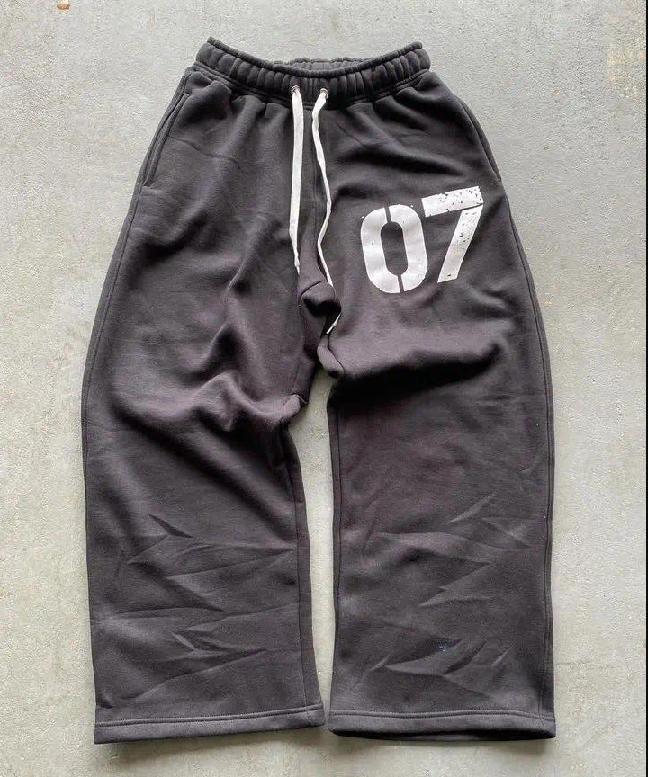 Letter Printed Printed Trousers Elastic Waist Loose Male And Female Trendy Brand Sweatpants