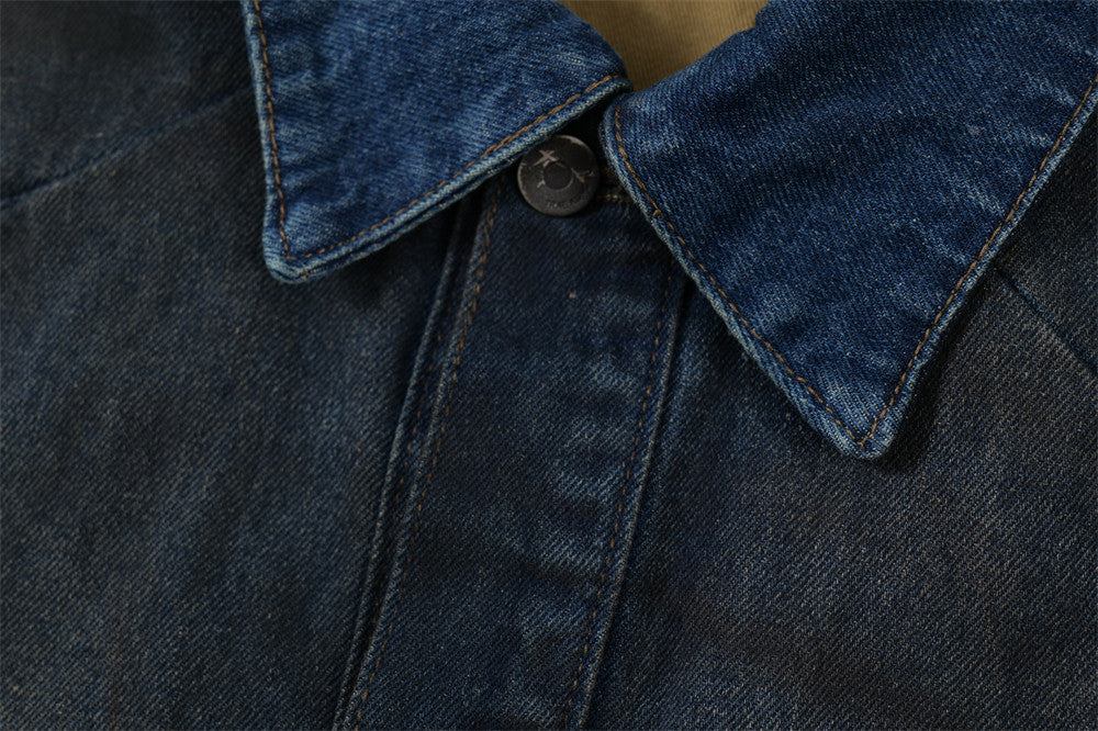 Punk Inkjet Gradient Distressed Dirty Denim Jacket