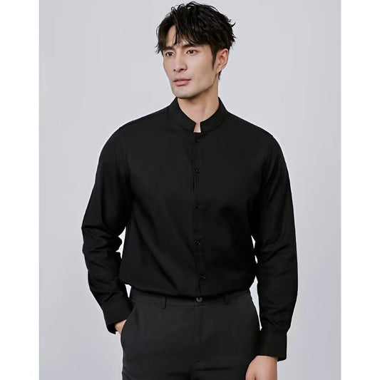 Casual Chinese-style Artistic Long-sleeve Mandarin-collar Shirt