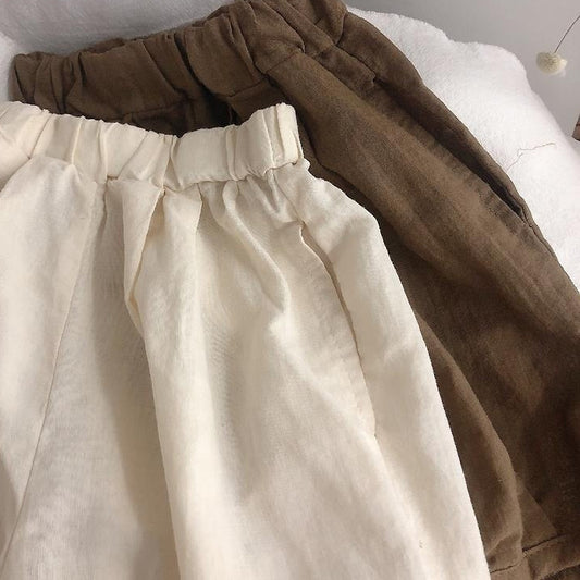 Children's Solid Color Cotton Linen Pants