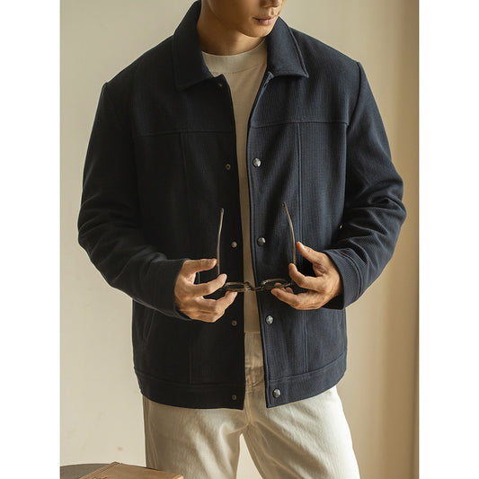 American Texture Lapel Commuter Coat For Men