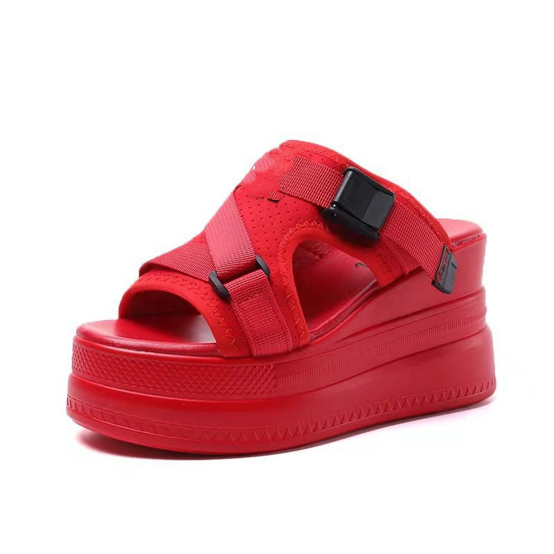 Women's Fashion Thick Bottom Inside High External Slope With Slippers