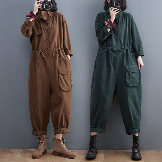 Women's Jumpsuit Retro Art And Versatile Plus Size Loose One-piece Trousers Autumn New Casual Pants