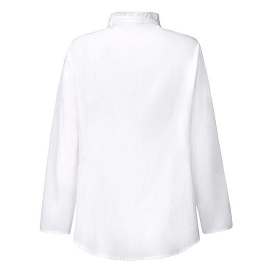 Women's Solid-Colored Ruffle-Trimmed Button-Front Shirt