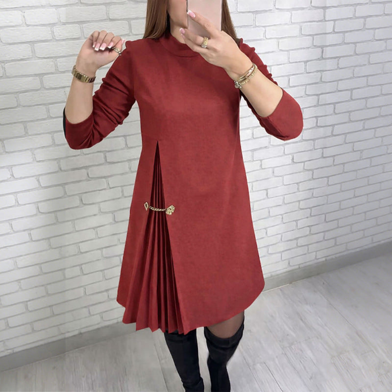 Short-sleeve Solid-color Chic Cropped Dress