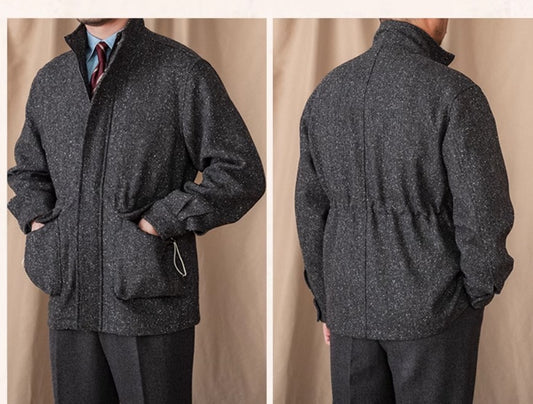 Uld Prikker Kort Ståkrave Casual Jakke Retro