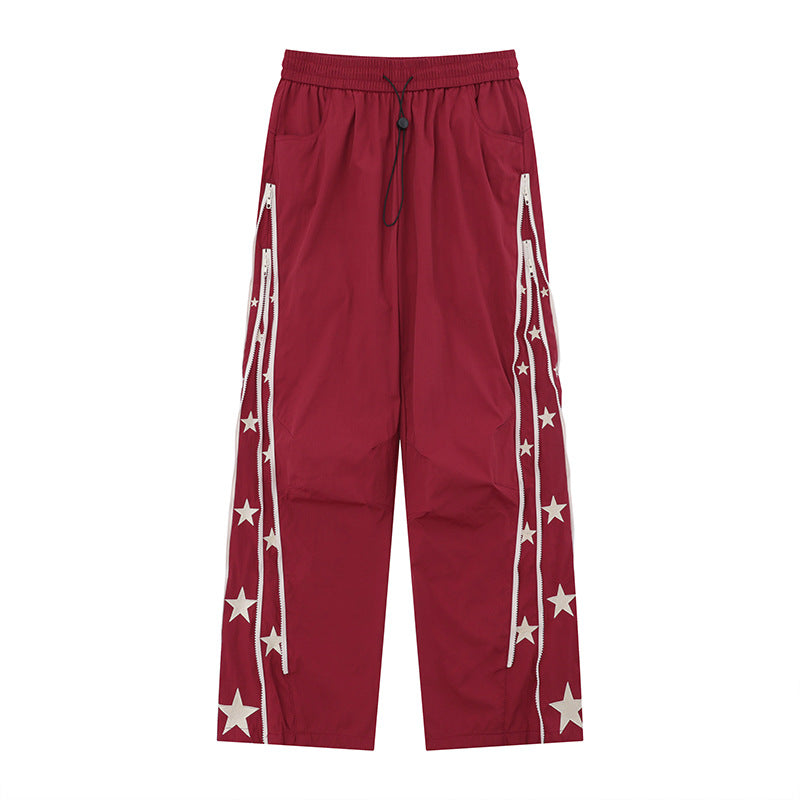 Side Star Design Straight College Style Sports Pants