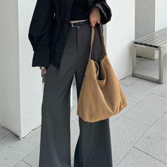 Women's Minimalist Loose Suede Shoulder Bag
