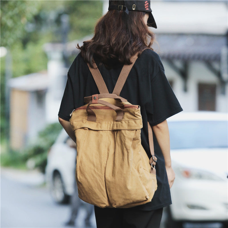 Lazy Style Canvas Art Large-capacity Backpack Women